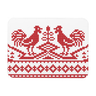 Rode Roosters kruisen het Russische Patroon Magneet