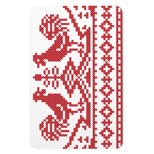 Rode Roosters kruisen het Russische Patroon Magneet (Verticaal)