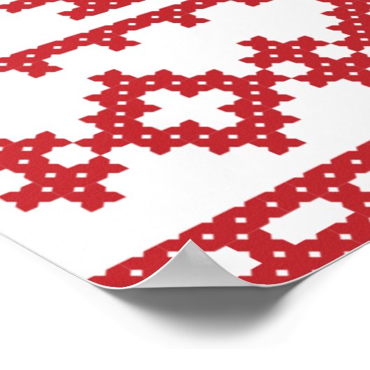 Rode Roosters kruisen het Russische Patroon Poster (Hoek)