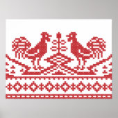 Rode Roosters kruisen het Russische Patroon Poster (Voorkant)