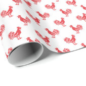 Rode Roosters naadloos patroon Cadeaupapier (Rol Hoek)
