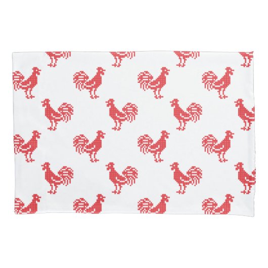 Rode Roosters naadloos patroon Kussensloop (Voorkant)
