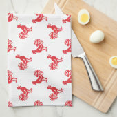 Rode Roosters naadloos patroon Theedoek (Quarter Fold)