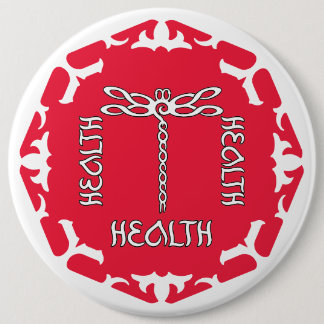 Rode Root Chakra "Gezondheid" Libel Witte Achtergr Ronde Button 6,0 Cm