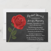 Rode Rose Black Chalkboard Floral Vrijgezellenfees Kaart (Voorkant)