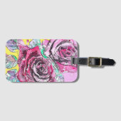 Rode Rose Bloem Aquarel Kleurrijke Kunst Bagagelabel (Voorkant (horizontaal))