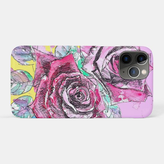 Rode Rose Bloem Aquarel Kleurrijke Kunst Case-Mate iPhone Case (Achterkant (horizontaal))