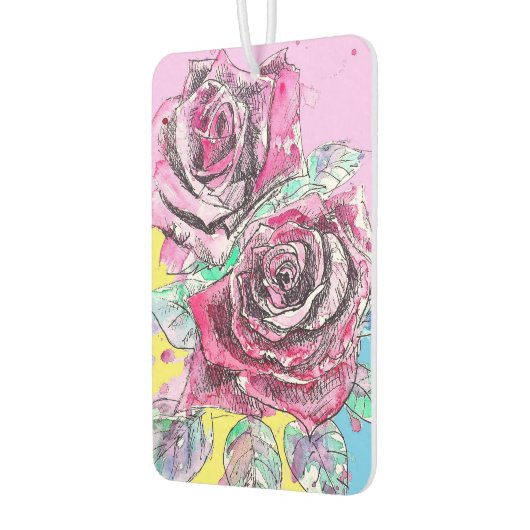 Rode Rose Bloem Aquarel Kleurrijke Kunst Luchtverfrisser (Links)