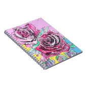 Rode Rose Bloem Aquarel Kleurrijke Kunst Notitieboek (Rechterzijde)
