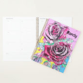 Rode Rose Bloem Aquarel Kleurrijke Kunst Planner (Display)