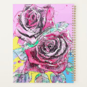 Rode Rose Bloem Aquarel Kleurrijke Kunst Planner (Achterkant)