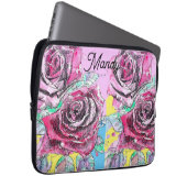 Rode Rose Bloem Aquarel Roze Kleurrijke Kunst Laptop Sleeve (Voorkant Rechts)