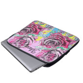 Rode Rose Bloem Aquarel Roze Kleurrijke Kunst Laptop Sleeve (Voorkant onderkant)