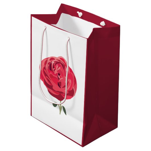 Rode Rose Bloem Bloemen Rode Rood Rose Medium Cadeauzakje (Voorkant Gekanteld)