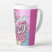 Rode Rose Bloem Bloemen Waterverf Vrouwen Naam Latte Mok (Rechterhoek)