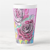 Rode Rose Bloem Bloemen Waterverf Vrouwen Naam Latte Mok (Voorkant)