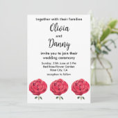 Rode Rose Bloem Bloemen Zomer Roos Bruiloft Kaart (Staand voorkant)