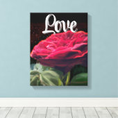 Rode Rose Bloem Groen Zwart Art Bloemen Bloemen Canvas Afdruk (Insitu (Houten vloer))