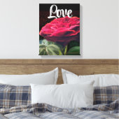 Rode Rose Bloem Groen Zwart Art Bloemen Bloemen Canvas Afdruk (Insitu (Slaapkamer))
