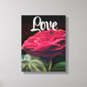 Rode Rose Bloem Groen Zwart Art Bloemen Bloemen Canvas Afdruk (Voorkant)