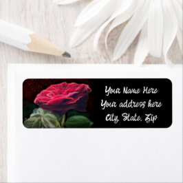 Rode Rose Bloem Groen Zwart Art Bloemen Bloemen Etiket