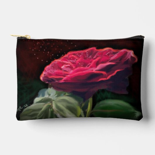 Rode Rose Bloem Groen Zwart Art Bloemen Bloemen Etui (Voorkant)