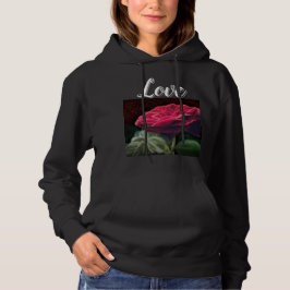 Rode Rose Bloem Groen Zwart Art Bloemen Bloemen Hoodie