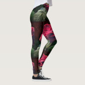 Rode Rose Bloem Groen Zwart Art Bloemen Bloemen Leggings (Rechts)