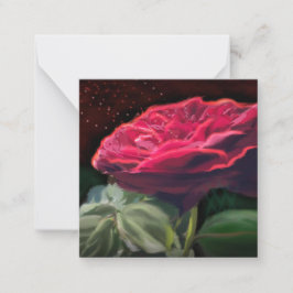 Rode Rose Bloem Groen Zwart Art Bloemen Bloemen Notitiekaartje