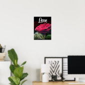 Rode Rose Bloem Groen Zwart Art Bloemen Bloemen Poster (Thuiskantoor)