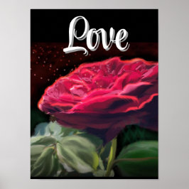 Rode Rose Bloem Groen Zwart Art Bloemen Bloemen Poster