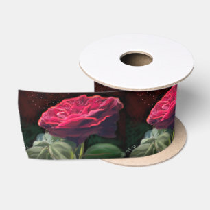Rode Rose Bloem Groen Zwart Art Bloemen Bloemen Satijnen Lint