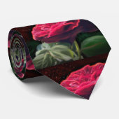 Rode Rose Bloem Groen Zwart Art Bloemen Bloemen Stropdas (Opgerold)