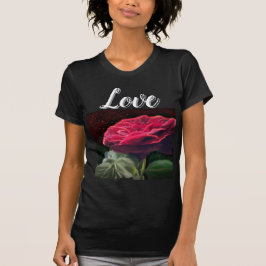 Rode Rose Bloem Groen Zwart Art Bloemen Bloemen T-shirt