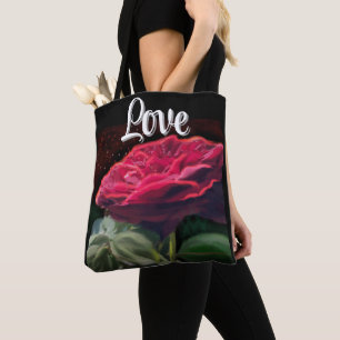 Rode Rose Bloem Groen Zwart Art Bloemen Bloemen Tote Bag