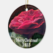 Rode Rose Bloem Groen Zwart Art Bloemen Keramisch Ornament (Links)