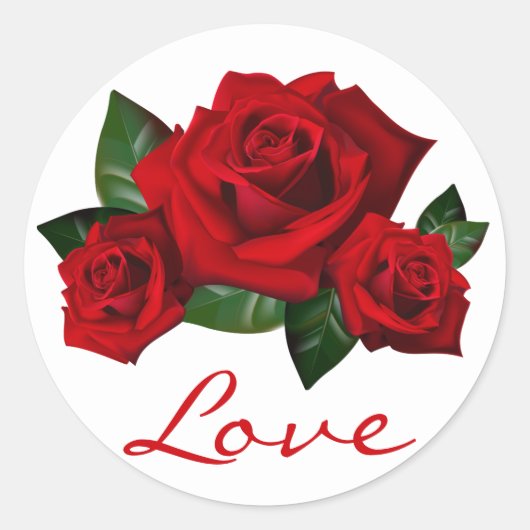 Rode Rose Bloemen Bloemen Bloemen Bloemen Liefde B Ronde Sticker (Voorkant)