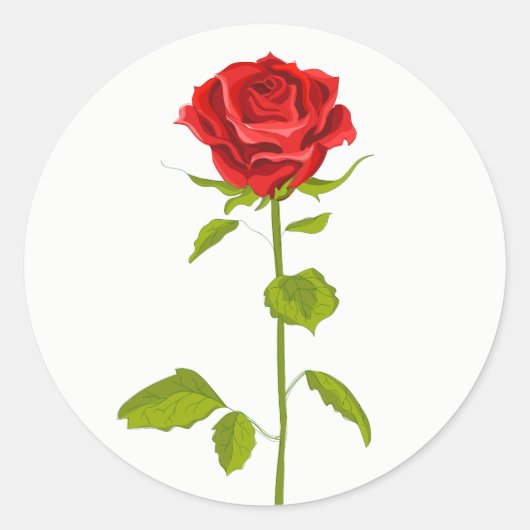Rode Rose Bloemen Bruiloft Bloemen Tuin Romantisch Ronde Sticker (Voorkant)