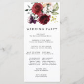 Rode Rose Bloemen DIY Bruiloft Programmakaart (Achterkant)