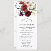 Rode Rose Bloemen DIY Bruiloft Programmakaart (Voorkant / Achterkant)