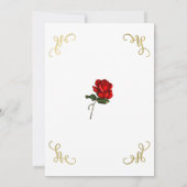 Rode Rose Bloemen Gouden Hoeken Sweet 16 Party Kaart (Achterkant)