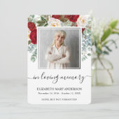 Rode Rose Bloemen Waterverf Begrafenis Gebed Kaart (Staand voorkant)