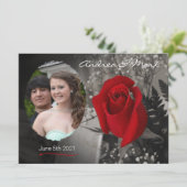 Rode Rose Boeket Elegant Ovaal Paar Foto Kaart (Staand voorkant)