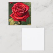 Rode Rose Botanische Schilderij Sticker Vierkante Visitekaartje (Voorkant / Achterkant)