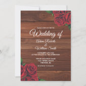 Rode Rose Bourgondië Rustieke Herfst Tuin Huwelijk Kaart (Voorkant)