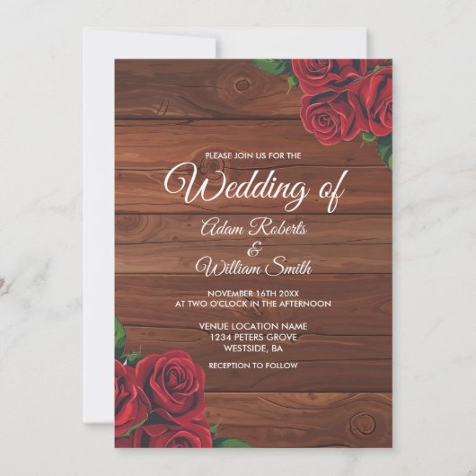 Rode Rose Bourgondië Rustieke Herfst Tuin Huwelijk Kaart (Voorkant)