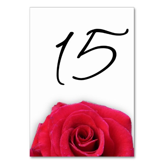Rode Rose Bruiloft Verticale Tafel Aantal Kaarten (Voorkant)