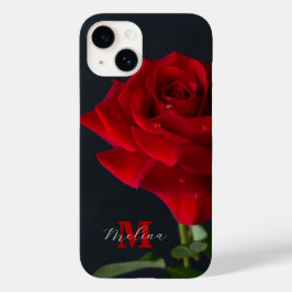 Rode Rose Classic Monogram Naam Case-Mate iPhone 14 Hoesje