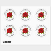 Rode Rose Custom Text Icon Logo 3" Classic Ronde Sticker (Vel)