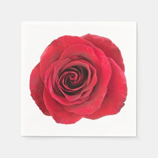 Rode Rose Custom Witte Servetten (Voorkant)